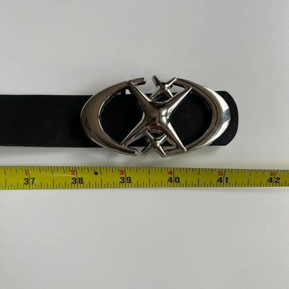 y2k 2000s chrome star futuristic star emblem black and silver grunge emo belt